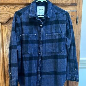 Aerie Blue and Black Plaid Shirt